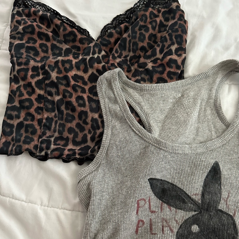 Style bundle tank tops i am gia cheetah print top and hand made playboy top
